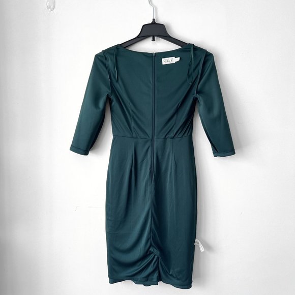 NEW! Eliza J V-Neck Sheath Green Coctail Dress, Size 4 - Picture 13 of 15